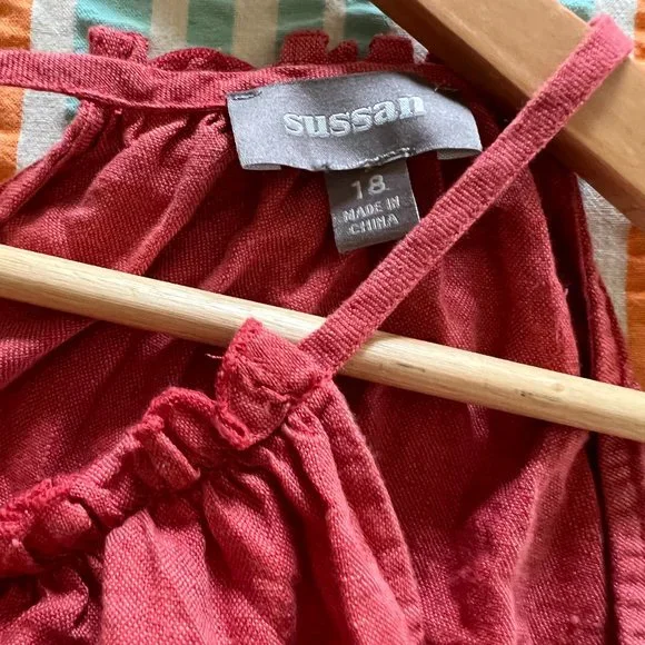 Sussan Sz 18 Colour Terracotta /Rust Relaxed 100% Linen Dress - Picture 10 of 11